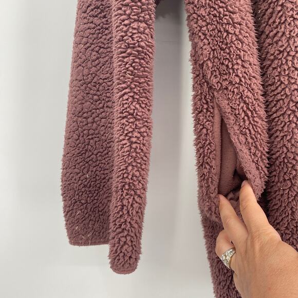 Pink by Victorias Secret Open Front Fuzzy Sherpa Cardigan Pink Size Medium Large - Picture 6 of 8